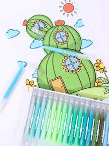 BIA 120 Colors Gel Pen Set - 1.0mm Tip, Acrylic Metallic Glitter Coating Marker Pens, Multi-Color Markers, Needle Pens, Ballpoint Pens, Eyeliner Pens, Perfect For Vibrant Color Writing And Sketching, Smooth Writing, For Painting, Highlighting, Note-Taking, Crafting, Office Use - Multicolor - View 11