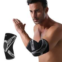 AA MASEDA 1pc Elbow Support Sleeve, Elbow Joint Compression Wrap, Elastic Fabric, Comfortable And Breathable, Suitable For Sports, Fitness, Tennis, Golf - Black - View 1