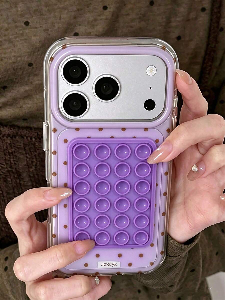 بطانية خلفي واقي شفاف ناعم بتصميم بسيط مع ملصق كوب شفط بنقشة نقاط بولكا وألوان ماكرون، متوافق مع iPhone 18 Pro Max و18 Pro و17 Pro Max و17 Pro و17 و16 Pro Max و16 Pro و16 و15 Pro Max و15 Pro و14 Pro Max و14 Pro و13 و12 و11