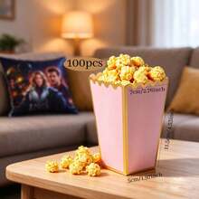 100/48/24/12個裝爆米花紙盒,尺寸 2 X 4.5 X 3 英吋迷你爆米花盒,適合電影之夜、聖誕節/萬聖節裝飾 - 粉金色 - 查看 9