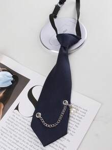 1pc Chain Slouchy Tie, Suitable For Casual Streetwear, Daily Wear, College Style Shirts - Multicolor - View 27