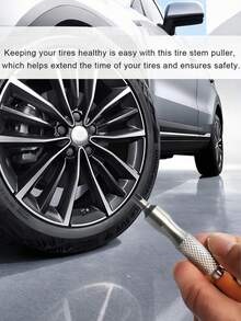 Universal Tire Valve Stem Removal Tool, Portable With Keychain Design,Car Bicycle Tire Valve Core Wrench Tire Deflation Screwdriver,Car-Styling Additions Car Tire Repair Install Tool,Suitable For Bicycles,Motorcycles,Cars,Presta & Schrader Valves - Silver - View 6