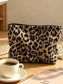 New Leopard Print Pattern Makeup Bag | French Print Travel Organizer Bag | Travel Essentials | Poolside Must-Have | Toiletry Bag | Pool Storage Bag | Mother's Day Gift | Teacher's Day Gift | Suitable For Moms, Teachers, Friends And Nurses | Home Essentials | Graduation Gift | Easy To Clean Design | Portable Makeup Bag - Multicolor - View 5