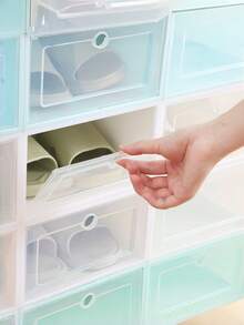 1/3/5pcs Transparent Stackable Shoe Boxes, Plastic Shoe Storage Organizer, Flip Lid Drawer Style Shoe Box, Transparent Shoe Storage Box, Sports Shoes High Heels Storage Box, Wardrobe Shoe Display Cabinet, Halloween Thanksgiving Christmas Wardrobe Storage Organizer, Desktop Shoe Cabinet Storage, Simple Shoe Rack, White Frame Transparent Front Opening Door, Dormitory Rental Shoe Cabinet, Moisture-Proof Dust-Proof Shoe Box, Free Combination Stackable - Multicolor - View 3