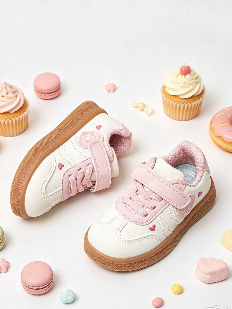 New Girls' Halloween Heart Pattern Casual Shoes, Soft Sole Walking Shoes, Breathable - White - View 1