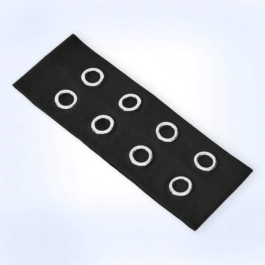 Y2Kool 1pc Fashion Punk Headband, Gothic Style Soft Non-Slip Elastic Hollow Beach/Holiday Headband, Stretchy Yoga Sports Headband, - Black - View 1
