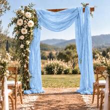6 Pack Light Blue Cheesecloth Table Runner, Boho Gauze Table Runner, Rustic Semi Sheer Cheesecloth Table Decor For Wedding Reception, Bridal Shower, Baby Shower, Birthday Party, Banquet, Farmhouse Dining Table, Table Centerpiece, Party And Home Decor - Light Blue - View 8