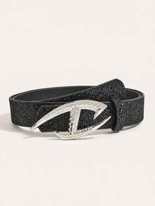 2pcs American Y2K Fashion Vintage PU Women's Belts, Suitable For Jeans, Suits And Daily Wear - Eyelet + Smooth 4-star Black - View 28