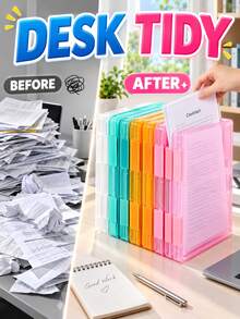 A4 Size File Folder Storage Box, Paper Sorting Clip, Desktop File Box, Bill Organizer Rack, Document Project Box, Test Paper Organizer Box, File Protection Sleeve, Scrapbook, Dorm Essentials, College Back To School, Christmas Home Decor, School Office - Multicolor - View 4