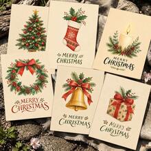12 Greeting Cards + 12 Envelopes Elegant Christmas 2D Card, Festive Holiday Elements Merry Christmas For Friends, Winter Holiday Vintage Style Greeting Card Set For Home. - Sets - View 9