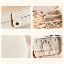 1pc Cute Dachshund Embroidered Jewelry Box, Portable Travel Jewelry Storage Box, Faux Leather Compact Earring Ring Necklace Storage Box, Suitable For Girls, Multi-Compartment Jewelry Storage Box, Snap Button Design Jewelry Storage Box, High-Value Cartoon Puppy Decor Jewelry Storage Container, Lightweight Compact Jewelry Storage Box, Can Store Earrings, Rings, Necklaces, Bracelets, Daily Wear Accessories - Multicolor - View 6