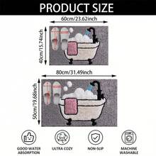 1 buah Keset Kamar Mandi Mikrofiber Motif Bak Mandi, Karpet Lantai Kamar Mandi Anti Selip dan Lembut, Keset Pintu, Keset Penyerap Air, Dapat Dicuci dengan Mesin, Berbulu Pendek, Lapisan Belakang TPR, Kain Rajut, Untuk Kamar Tidur, Dapur, Pintu Masuk, Penggunaan Dalam Ruangan, Aksesoris & Dekorasi Rumah, Hadiah Rumah Baru yang Sempurna - C - View 3