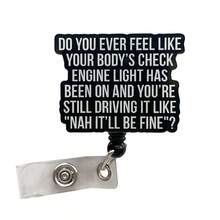 Retractable D-Shaped Badge Reel With Funny Quote Design, Nurse Hospital ID Badge Clip Office Lanyard, 1pc - A - View 1