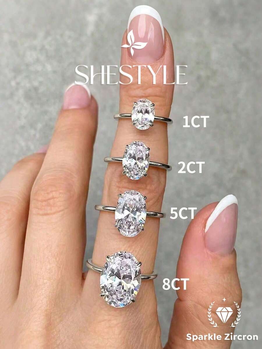 1pc Shiny Oval Engagement Ring/Wedding Ring, Women's Promise Ring/Eternity Ring, Exquisite Jewelry Gift