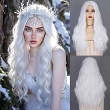 1pc White Big Wavy Curly Wig, Suitable For Christmas, Winter Party, Elf Costume, Holiday Dress Up - Multicolor - View 1