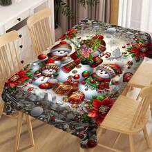 1pc Bohemian Style Christmas Tablecloth - Rectangular Polyester Tablecloth, Suitable For Holiday Parties, Camping And Kitchen Decor - Multicolor - View 2