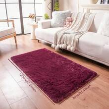 Burgundy Long Pile Area Rug, Soft Foam Padded Washable Lightweight Floor Mat, Suitable For Living Room, Bedroom, Dorm, Entryway, With Cushioning Anti-Slip Backing, Fits Chair, Sofa, Bedside, Hallway, All-Season Comfortable Home Decor, Christmas Gift - Burgundy - View 17