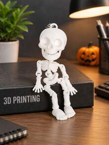 3D Printed Movable Skeleton Pendant, Full Body Joints Can Flexibly Swing, Exquisite And Realistic Design. Comes With Hanging Hole For Hanging And Display, Halloween Atmosphere Decor, Suitable For Scene Decoration, Desktop Display, Dark Fun Style. - Multicolor - View 3