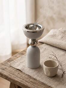1pc Metal Incense Burner, Modern White & Silver Incense Holder Suitable For Entryway Console Display, Exotic Cafe Decor, Cultural Events, Holiday Gifts, Wedding Ambiance, Backyard Gatherings, Home Fragrance Use - Multicolor - View 9