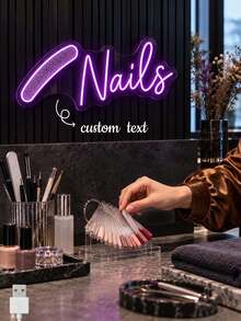 1PC Custom Nail Tech Neon Light, Personalized LED Wall Sign With Nail File Design, Purple Light Up Manicure Decor For Beauty Studio, Nail Room, Salon Station, Spa Corner, Vanity Area, Business Wall Decor & Gift - Multi-color 5 - View 2