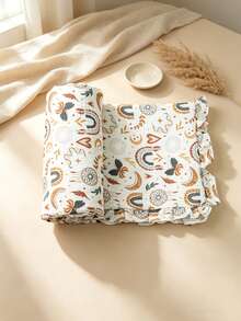 1pc Soft Baby Blanket With Ruffle Edge, Breathable Skin-Friendly Newborn Swaddle, Suitable For Nursery And Stroller, All Season - Multicolor - View 3