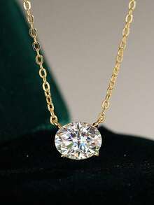 1pc Elegant Oval Diamond Necklace, Luxury Jewelry Gift For Women, Christmas - Oval Necklace - View 6