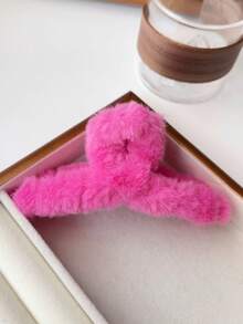 2pcs/Set Autumn/Winter Pink & Black 12cm Plush Hair Claw - Multicolor - View 2