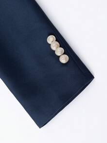 Men's Casual Lapel Neck Solid Color Long Sleeve Blazer, Business Commute Versatile, Daily Office, Gathering, Spring/Autumn - Navy Blue - View 8