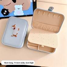 1pc Cute Dachshund Embroidered Jewelry Box, Portable Travel Jewelry Storage Box, Faux Leather Compact Earring Ring Necklace Storage Box, Suitable For Girls, Multi-Compartment Jewelry Storage Box, Snap Button Design Jewelry Storage Box, High-Value Cartoon Puppy Decor Jewelry Storage Container, Lightweight Compact Jewelry Storage Box, Can Store Earrings, Rings, Necklaces, Bracelets, Daily Wear Accessories - Multicolor - View 9