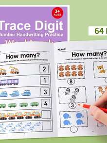 Educational Children's Basic Math Practice Material, Kindergarten Number Learning Workbook, Covering Counting, Number Tracing, Subtraction, Shape Statistics, Place Value Exercises, Colorful Cute Cartoon Design, Simple And Easy To Understand Math Exercises, Preschool Early Education Learning Material, Suitable For Home Enlightenment Practice, Party Favors, Desk Decoration, Perfect Holiday Birthday Gift For Young Boys And Girls - Multicolor - View 6