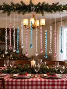 12Pcs Twisted Acrylic Icicle Hanging Ornaments,Christmas Tree Icicle Decorations, Winter Xmas Holiday Party Hanging Decor Transparent Hanging Pendant - Multicolor - View 10