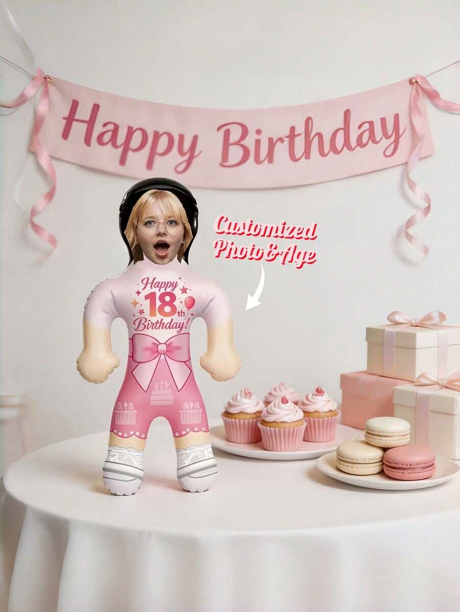 1pc Personalized Inflatable Blow Mold Prop, Customizable Photo, Custom Inflatable Party Prop, Bachelorette Party Gift, Birthday Party Gift, Inflatable Doll, Birthday Commemorative Decoration, Birthday, Christmas, Special Occasion