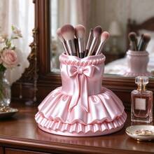 Pink Ballet Skirt 3D Printed Storage Cylinder, Multifunctional Makeup Brush Holder Pen Holder, Luxury Sweet Style Desktop Decor Organizer Container - View 4
