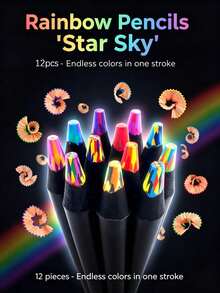 somoving 10pcs Large-Diameter Creative Colored Pencils, Size 12, Varying Thickness And Hardness, Richer Colors, Thick Black Wooden Lead, Suitable For Drawing And Doodling, Colored Art Pencils - Multicolor - View 10