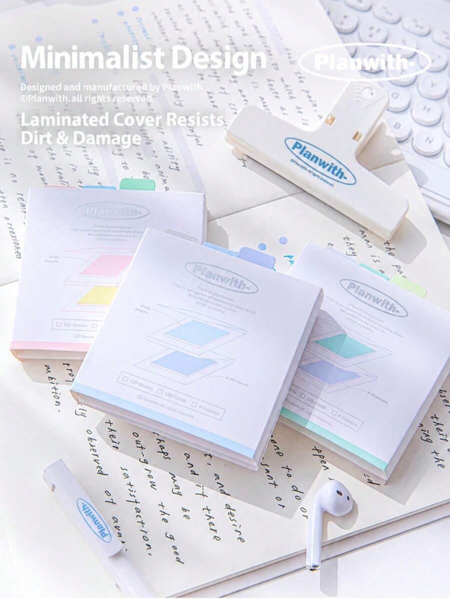 Planwith Accordion-Style Sticky Notes Portable 4-Color Inner Pages Note Memo Paper Marker Tabs Foldable Notebook - one-size - View 1