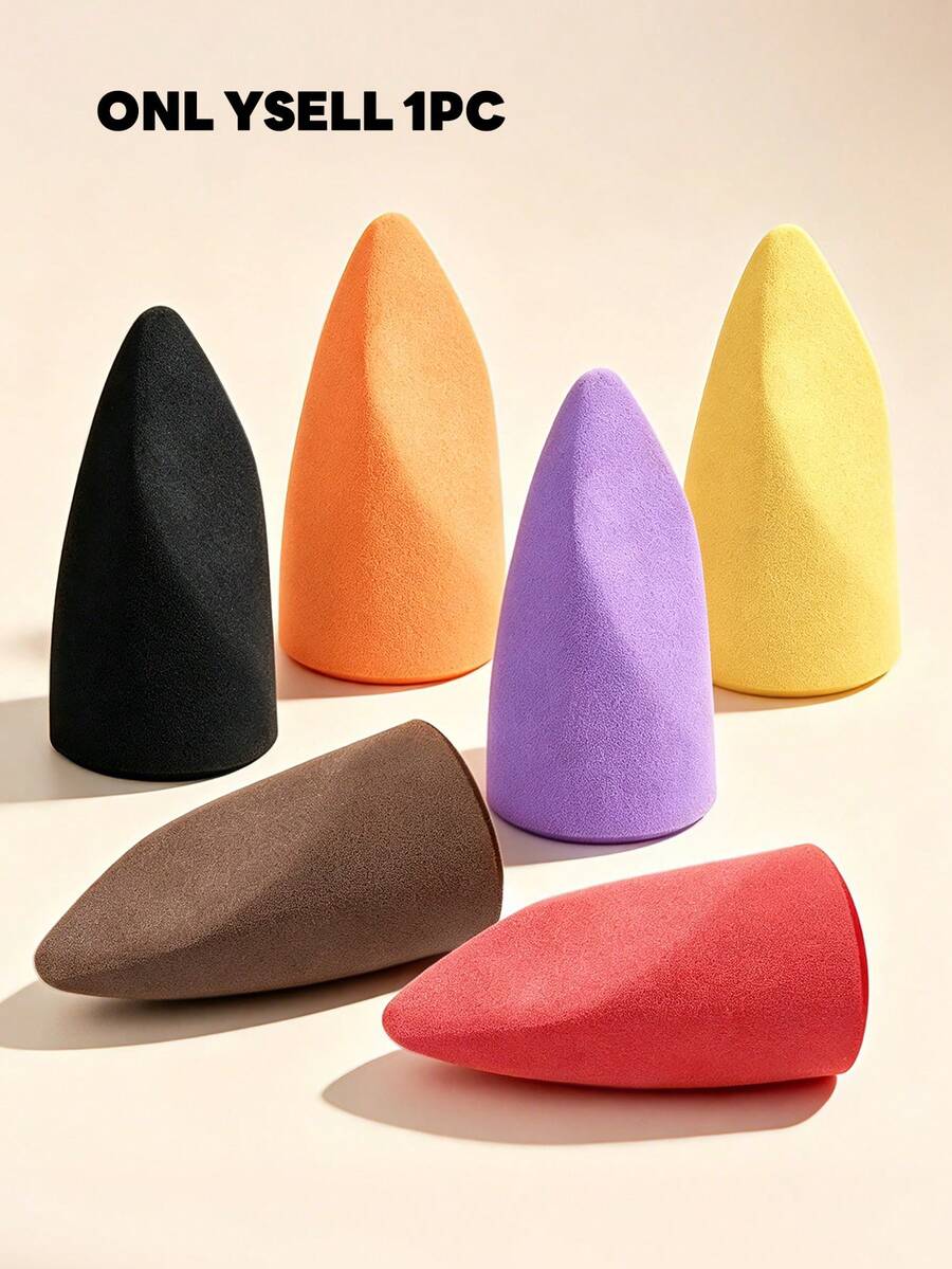 MAANGE 1pc Tongue-Shaped Professional Makeup Sponge, Dual-Use Wet/Dry Powder Puff, Soft And Easy-To-Apply Makeup Sponge, Multi-Faceted, Reusable Daily Makeup Tool, Convenient Travel Makeup Accessory, Gift Girls Love - Multicolor - View 1