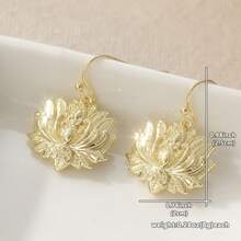 Gold Exquisite Lotus Long Dangle Earrings, New Chinese Style National Wind Women's Party Earrings - Gold - View 3