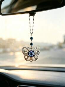 1 buah Hiasan Gantung Kaca Spion Mobil Bentuk Mata Jahat, Hati, dan Kupu-kupu, Aksesori Dekorasi Interior Mobil, Ornamen Mobil Kreatif - A - View 6