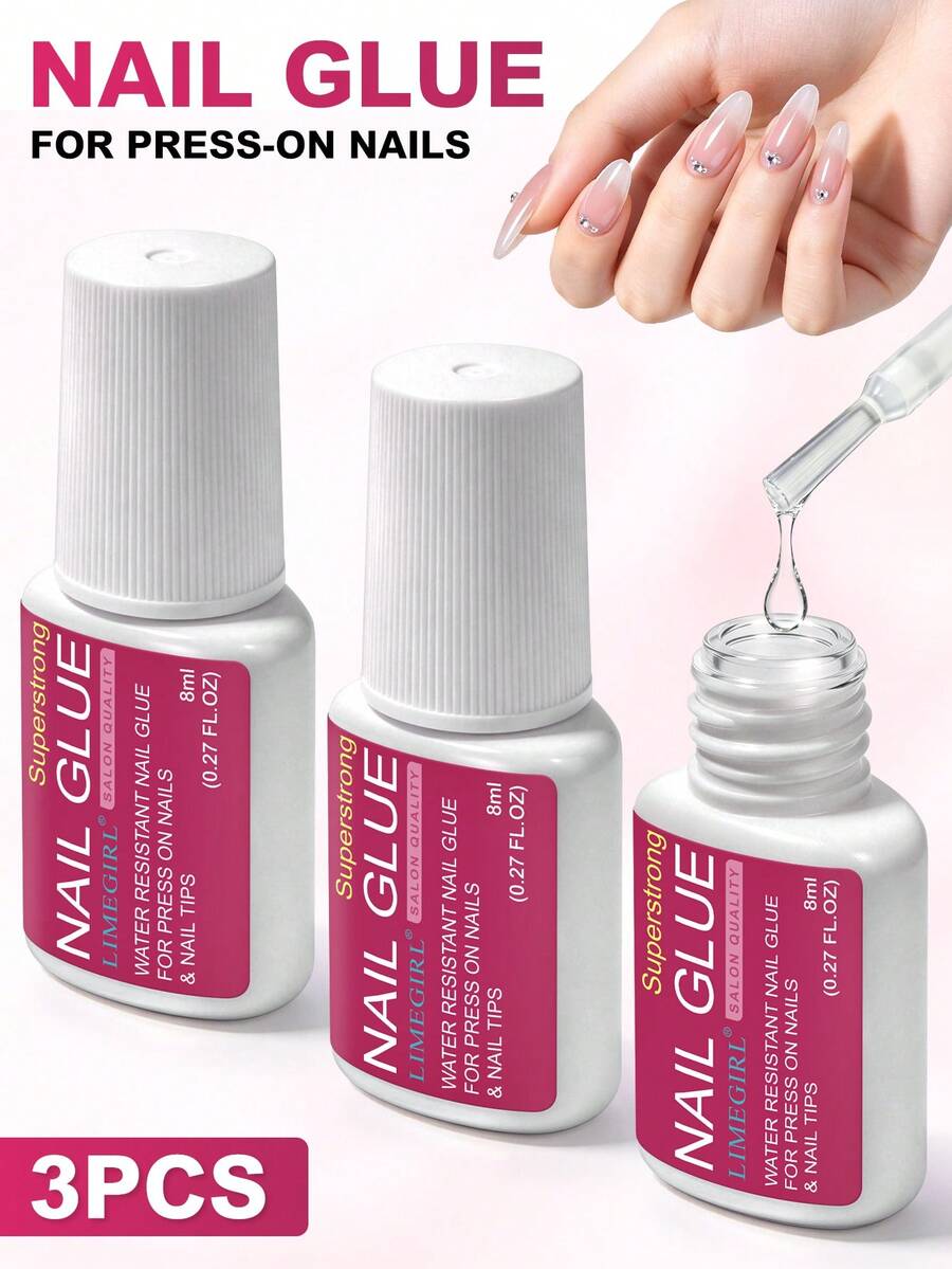 LIMEGIRL Super Strong Nail Glue For Press-On Nails, Quick Dry Nail Adhesive For Acrylic Nails, Nail Tips & Fake Nails, Long-Lasting Brush-On Nail Glue For DIY Manicure, Home & Salon - 8 Ml - View 1