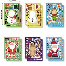 24pcs Children's DIY Stickers, Christmas Character Face-Changing Design, Parent-Child Interactive Puzzle Toy, Brain Development, Holiday Party Gift, Gift Wrapping Stickers, Kindergarten Toy, Suitable For Tables, Notebooks, Balloons, Suitcases, Refrigerators, Etc. - Mixed Color - View 2