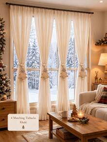 4pcs/2pcs Christmas Tree Snowflake Curtain Tiebacks, Easy To Store Curtain Tie Ropes, Suitable For Sheer Curtains, Fabric Curtains Decoration And Holiday Atmosphere Decoration, Christmas Gift - Christmas Tree Curtain Tiebacks - View 21