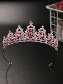 A Fashionable And Exquisite Alloy Crown, Perfect For Women To Wear In Wedding Group Photos. - Watermelon Pink - View 4