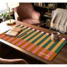 1 buah Alas Meja Anti Selip Besar, Alas Keyboard untuk Gaming & Kantor, Desain Garis Tebal Tahan Lama, Kombinasi Warna Burgundy & Pink, Cocok untuk Dekorasi Meja Kerja di Rumah, Ideal untuk Gamer, Kantor dan Asrama, 2D Datar - Garis-garis warna-warni - View 8