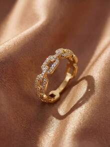 1pc Chain Ring High Quality Jewelry Gift Suitable For Women Daily Wear And Party Accessories - Half a Circle Of Chain. - View 3