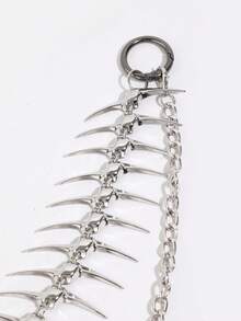 1PC Men's Fashion Hip-Hop Style Double Layer Silver Fishbone Cross Pendant Pants Chain Accessory - Multicolor - View 3