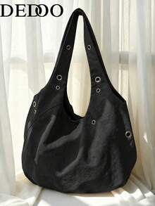 Dedoo Korean Style Nylon Unique Design Women Shoulder Diagonal Crossbody Bag, Multifunctional Fashion Commuter Casual Shoulder Bag - Black - View 2
