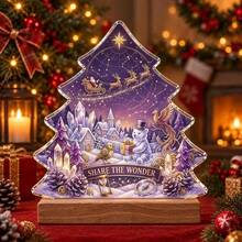 Lepaskan lapisan film sebelum digunakan, Biarkan kebaikan menerangi jalanmu. Dekorasi meja akrilik pohon Natal dengan alas kayu solid, rumah salju, manusia salju, burung robin, lentera, kepingan salju, kutipan berkat bahasa Inggris, hadiah kreatif Natal musim dingin untuk rumah, tidak memerlukan listrik. - A - View 18