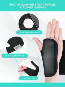 1pc Adjustable Compression Wrist Brace With Detachable Curved Splint, Fits Palm And Wrist, Black & Pink Color, Unisex, Day And Night Support, Suitable For Sports, Gym, Skiing, Football, Golf, Travel, Left And Right Wrist - Multicolor - View 6