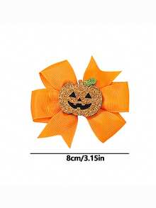 1pc Personalized Halloween Ghost Bow Hair Clip For Little Girls - Orange - View 7