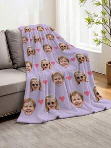 1pc Personalized Custom Name And Photo Flannel Blanket, Soft And Comfortable Multi-Functional Customized Gift Blanket, Suitable For Friends Or Gifting, Soft And Comfortable Blanket For Sofa, Couch, Office Bed, Office, Camping, Travel, All Seasons - Multicolor - View 10